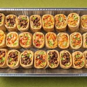Burrito tray by Double Down Catering