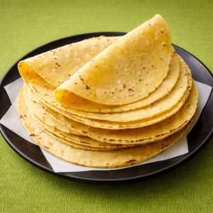 a plate of taco tortillas